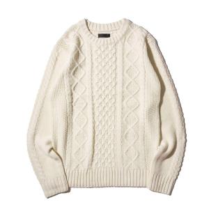 セーター ニット ケーブル編みクルーネックニット メンズ