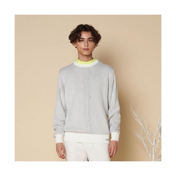 セーター ニット 「VIVA HEART/GOLF」裏地付きボディライン 畔編みニット メンズ