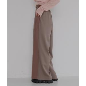 スラックス パンツ ラインヘムスラックス レディース