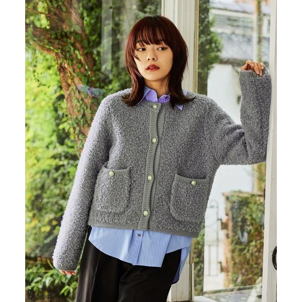 カーディガン ツイードライククルーネックカーディガン 587463 レディース
