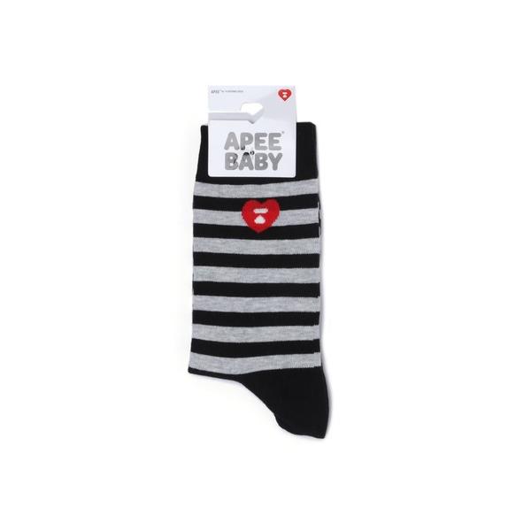 靴下 HEART EMBROIDERY BADGE STRIPES SOCKS レディース