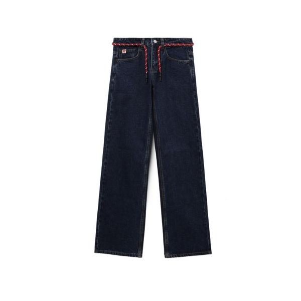 ジーンズ デニム デニムパンツ PU BADGE WASHED STRAIGHT JEANS レディ...
