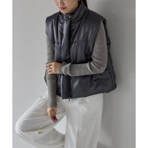 ダウンベスト ベスト レザーライク 中綿 ブルゾン ベスト レディース