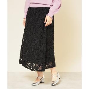 スカート 「モールレース／セットアップ可」ふんわりタックスカート