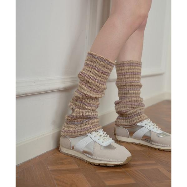 レッグウォーマー マルチボーダーニットレッグウォーマー レディース