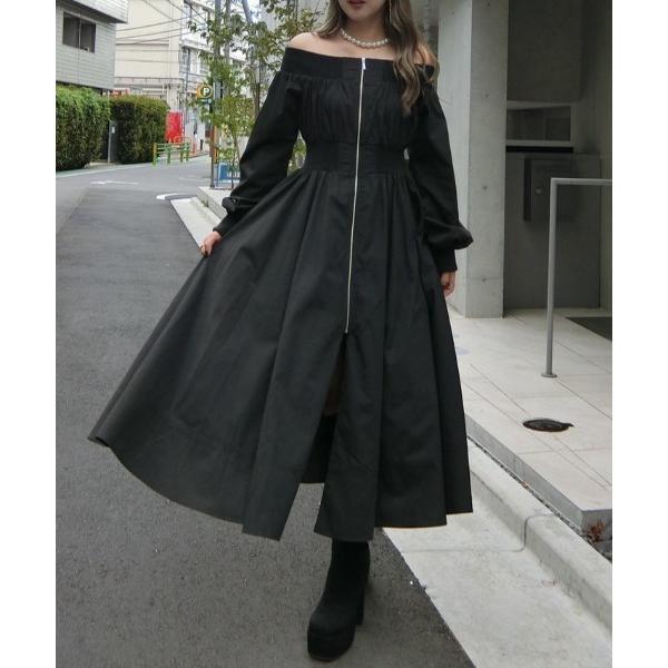 ワンピース MA-1オフショルロングスリーブワンピース 秋服 冬服