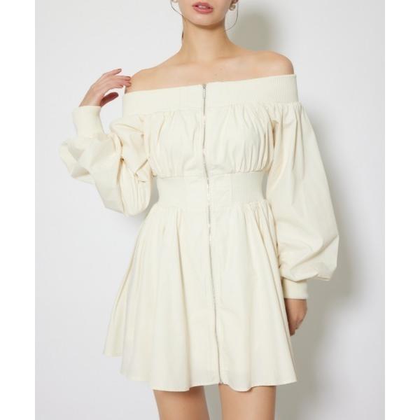 ワンピース MA-1オフショルロングスリーブミニワンピース 秋服 冬服