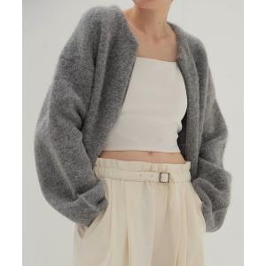 カーディガン alpaca shaggy short zip jacket(アルパカシャギーショート丈ジップジャケット) レディース