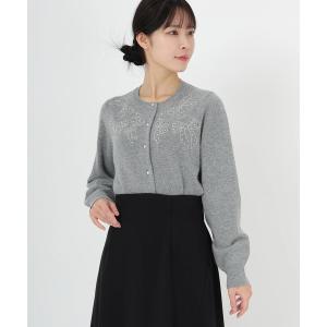 カーディガン エイミーアンゴラ_リボンモチーフ刺しゅうニットカーディガン レディース