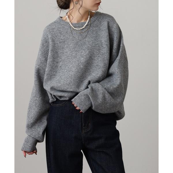 セーター ニット ウールミックス ショート丈ストレッチクルーニット メンズ レディース