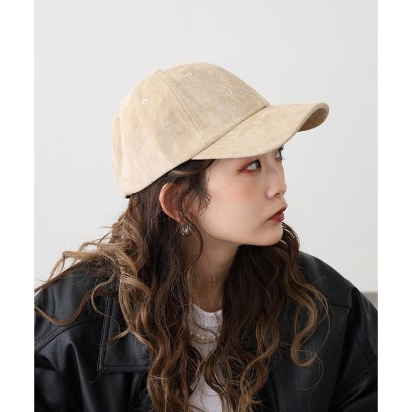 キャップ 帽子 スエードロゴ刺繍キャップ レディース