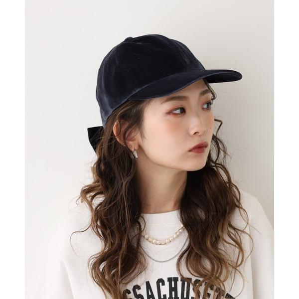キャップ 帽子 ベロアリボンキャップ レディース