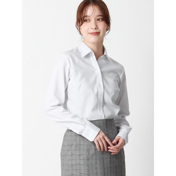 ブラウス シャツ スキッパーカラーシャツ 長袖 NON IRONMAX ストレッチ ピンストライプ ...