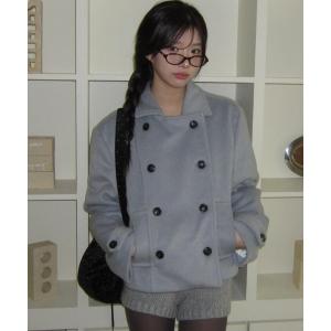 コート アウター ダブルブレストショートコート レディース