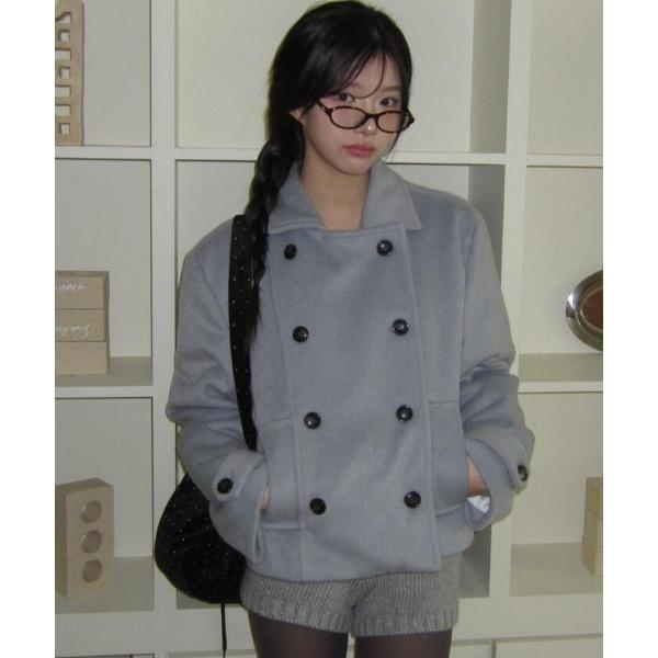 コート アウター ダブルブレストショートコート レディース