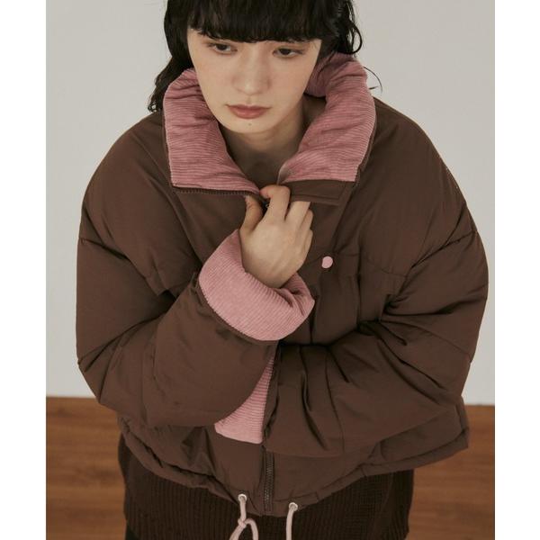 ダウンコート ダウンジャケット バイカラーコーデュロイ中綿ショートブルゾン レディース メンズ