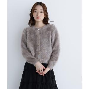 カーディガン デザインボタンラメシャギーカーディガン レディース