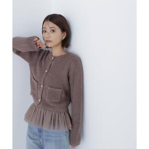 カーディガン チュールペプラムニットアンサンブル レディース