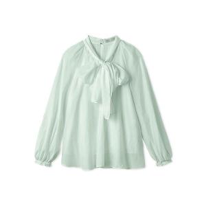 ブラウス シャツ ビッグリボンセミシアーブラウス レディース