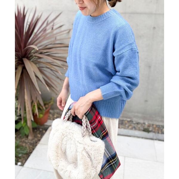 ニット セーター ヤクライククルーネックショート丈プルオーバーニット レディース