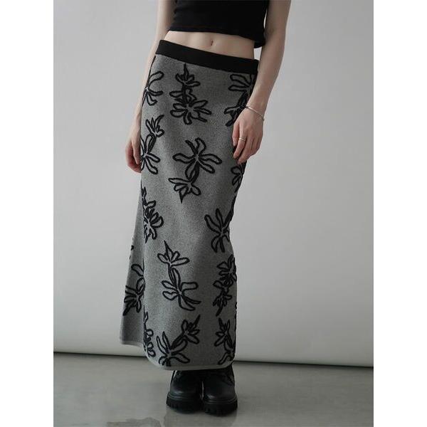 スカート FLOWER JACQUARD BICOLOR KNIT SKIRT