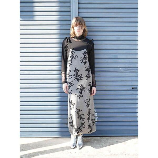 ワンピース SHOULDER RIBBON FLOWER JACQUARD KNIT ONEPIEC...