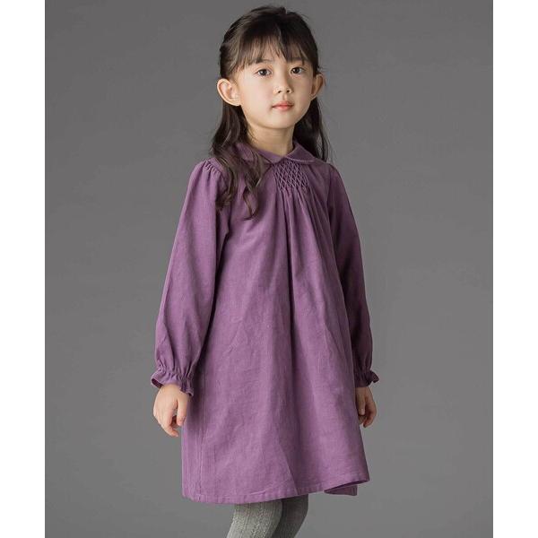 ワンピース 胸元シャーリングコール天ワンピース(95~150cm) キッズ 子供服 女の子