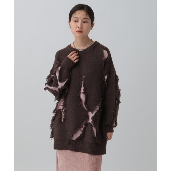 ニット セーター フリンジニットチュニック　596398 レディース