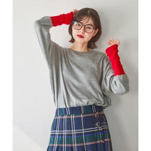 ニット セーター カシミヤ混配色ニットプルオーバー レディース