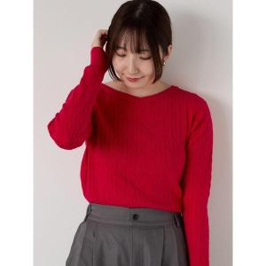 ニット セーター もちもちケーブルVネックニット レディース