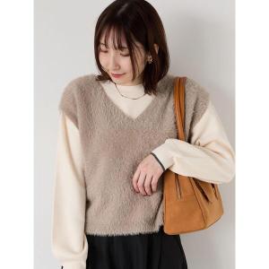 ニット セーター シャギーVネックベスト レディース