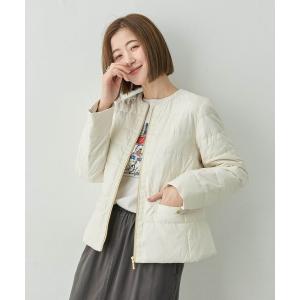 ダウンコート ダウンジャケット ノーカラーダウンジャケット「ダウン80％・フェザー20％使用」 レディース