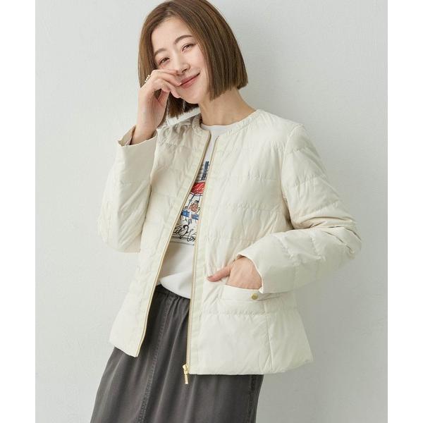 ダウンコート ダウンジャケット ノーカラーダウンジャケット「ダウン80％・フェザー20％使用」 レデ...