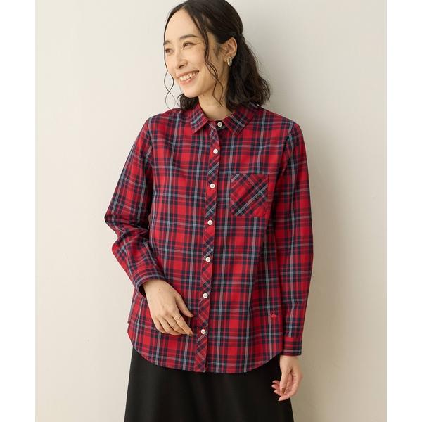 ブラウス シャツ 起毛チェックシャツ「綿100%・大きいサイズあり」 レディース