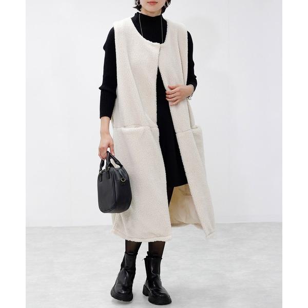 ベスト ジレ ボアロング丈ジレ レディース