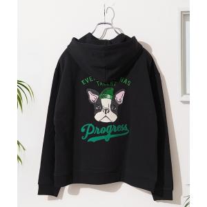 パーカー フレンチブルドッグ サガラ刺繍 ジップパーカー / French Bulldog Sagara Embroidery Zip Hoodie