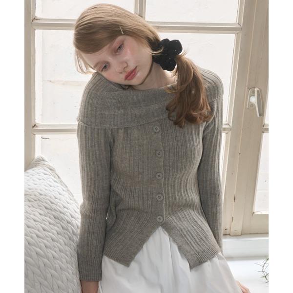 ニット セーター オフショルダーリブニット/off-the-shoulder ribbed knit...