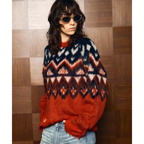セーター ニット 「UNISEX」Fair Isle Shaggy Mix Jacquard Kni...