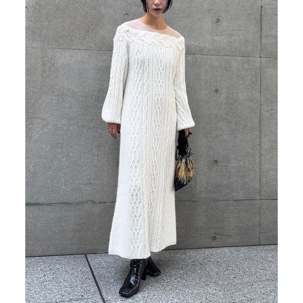 ドレス SHEER DOCKING LADY LIKE KNIT DRESS