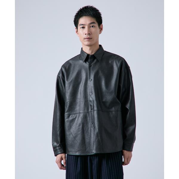 シャツ フェイク レザー / スエード シャツジャケット メンズ