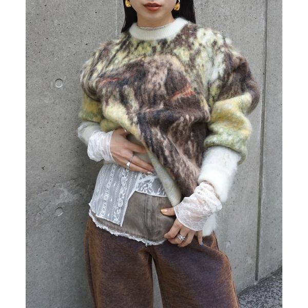 ニット セーター DOG MOHAIR JACQUARD KNIT TOP レディース