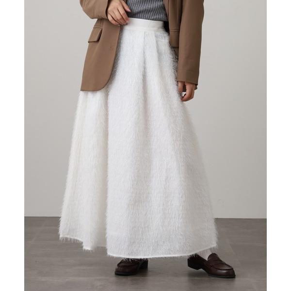 スカート ラメフリンジジャガードフレアスカート