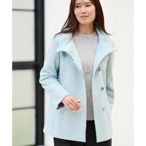 コート アウター 「衿が顔に当たらない」スタンドネックミドルコート レディース