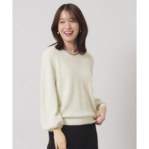 ニット セーター 「手洗い可」ラメフェザーヤーンニット レディース