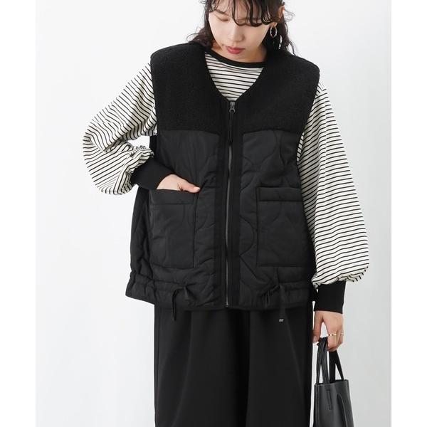 ベスト ジレ LC/LLL ボアキルティング切替ベスト レディース