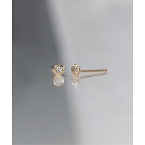 ピアス 「anq.」K10・Bezel Setting 0.02ct ダイヤモンド ポストピアス レディース