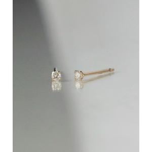 ピアス 「anq.」K10・Prong Setting 0.04ct ダイヤモンド ポストピアス レディース