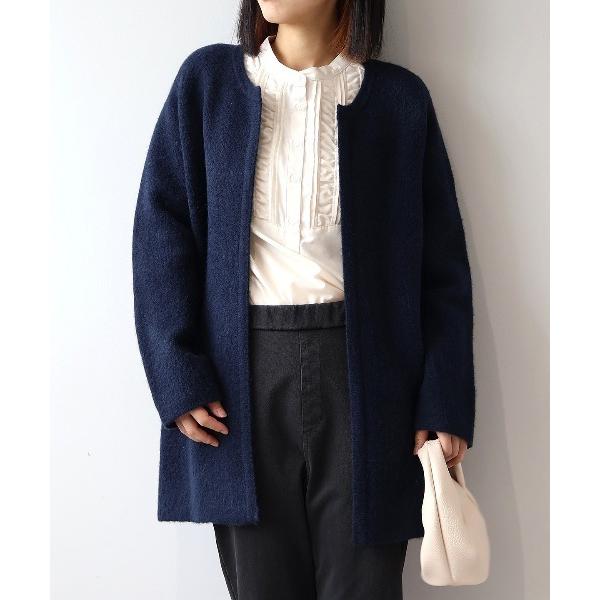 カーディガン 「WEB/一部店舗限定」「LL〜6L 大きいサイズ」 ノーカラーニットジャケット レデ...