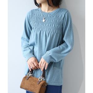 ニット セーター 「L〜5L 大きいサイズ」フロントシャーリングニットプルオーバー レディース