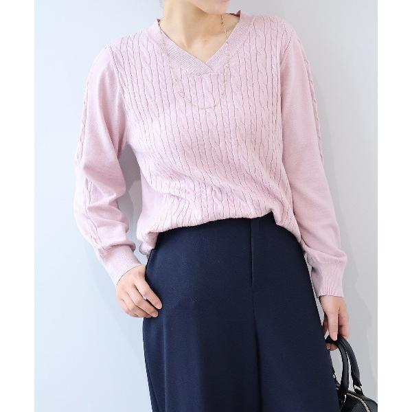 ニット セーター 「L〜5L 大きいサイズ」ラメケーブルVネックニットプルオーバー レディース